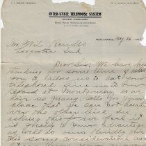 1910 letter from Inter-State Telephone System in Odon
