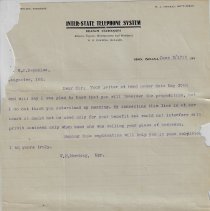 1910 letter from Inter-State Telephone System in Odon