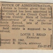 Various pleadings filed in Annie Harned Estate (1941-1942)