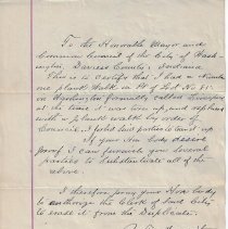 1884 petition from B. T. Meredith to Washington Common Council