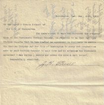 1906 letter to Washington's Mayor and Common Council with contract