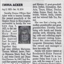 Obituary of Dorothy Emma Acker (1923-2014)