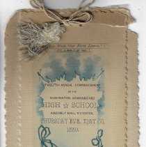 1889 program/souvenir for Washington High School graduation