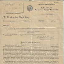 1944 order sent to Clay Poindexter to report for draft physical