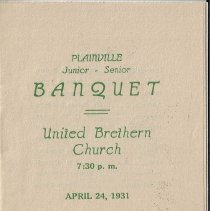 Plainville High School 1931 Junior-Senior Banquet