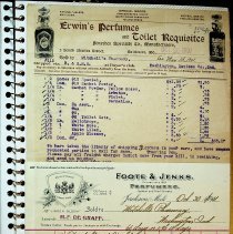 Scrapbook of bills to Mitchell's Pharmacy & Knights of Pythias