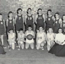 Basketball players & cheerleaders at Sugarland School (1953-1954)