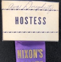 Hostess badge from Nixon's visit to Washington