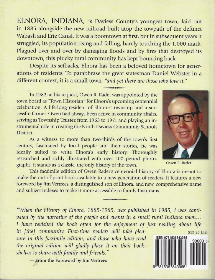 "History of Elnora, Indiana 18851985" Owen R. Rader Daviess County