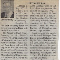 Obituary of Leonard J. Ray (1915-2001)