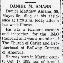 Obituary of Daniel M. Amann (1882-1973)