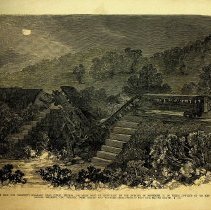 1861 lithograph of bridge collapse and train accident