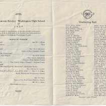 Program for Baccalaureate Service for WHS class of 1927