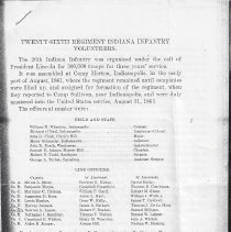 Report about the 26th Indiana Infantry Regiment during the Civil War