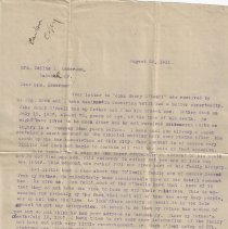 Copy of letter from Miles G. O'Neall to Mrs. Sallie L. Anderson (1911)