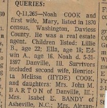 Queries about Mary Cook and family (ca. 1965-1975)