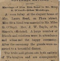 Marriage of Miles G. O'Neall and Etta Reed