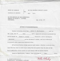 1978 Notice of Administration about the Estate of Esther C. Hunter