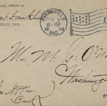 Envelope from 1110 W. Franklin, Evansville, IN, to Miles G. O'Neall (1899)