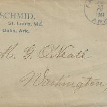 Envelope from John Schmid to Miles G. O'Neall (1904) front