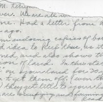 Bottom portion of handwritten letter from "Read" (ca. 1900-1910)
