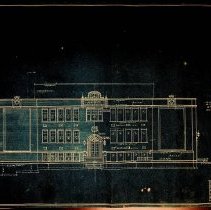 1917 "Front Elevation" blueprint of Elmore Township High School in Elnora