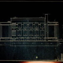 1917 "Rear Elevation" blueprint of Elmore Township High School in Elnora