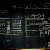 1917 "End Elevation" blueprint of Elmore Township High School in Elnora