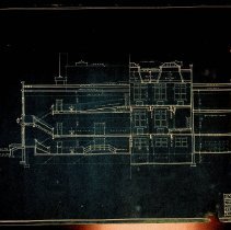 1917 "Longitudinal" blueprint of Elmore Township High School in Elnora