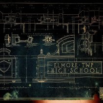 1917 "Details" blueprint of Elmore Township High School in Elnora