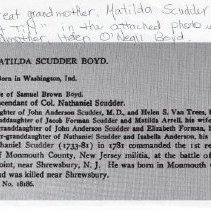 Biographical information for Matilda Scudder Boyd (ca. 1970-1980)