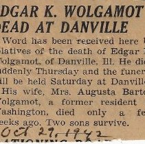 Obituary of Edgar K. Wolgamot (1942)