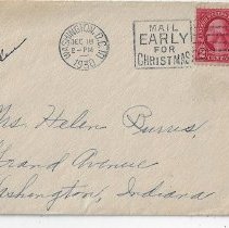 Envelope in which 1930 letter from Nettie Greenwood to Helen Burris was mai