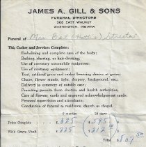 Bill for 1934 funeral of Bert Streeter, Sr.