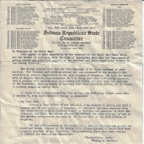 1924 letter to James W. Ramsey from Indiana Republican State Committee