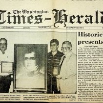 1986 article about presentation of portrait of Joseph Hamilton Daviess
