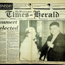 1987 article about election of Tom Baumert as Mayor of Washington