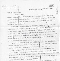 Two letters from Milton S. Hastings about his family history