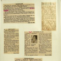 A scrapbook of obituary newspaper clippings from Bi tp Ci