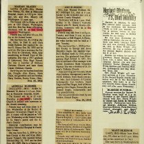 A scrapbook of obituary newspaper clippings from Bi tp Ci