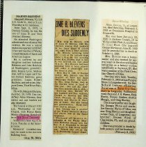 A scrapbook of obituary newspaper clippings from Bi tp Ci