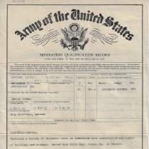 1945 U.S. Army Separation Record for Alvin L. Bingham