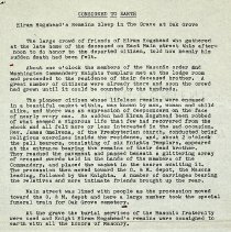 Report about 1891 Masonic ceremony honoring Hiram Hogshead