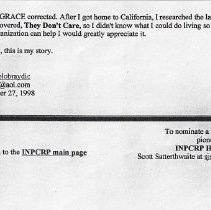 1998 letter about Hudsonville or Armes Cemetery in Harrison Tow