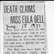 Obituary of Eula Faye Bell (1914-1951) of Washington