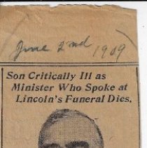 1909 obituary of Rev. John Wesley Johnson