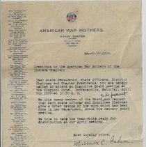 1930 letter to American War Mothers in Washingto