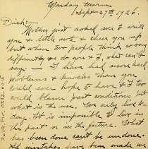 1926 letter from Mary Jayne (Peek) Mathews to Richard Peek