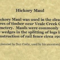 Explanation of Cosby hickory wood maul (ca. 1907)