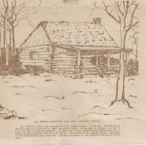 Drawing of Dr. Perry T. Baldwin's log cabin dentist's office
